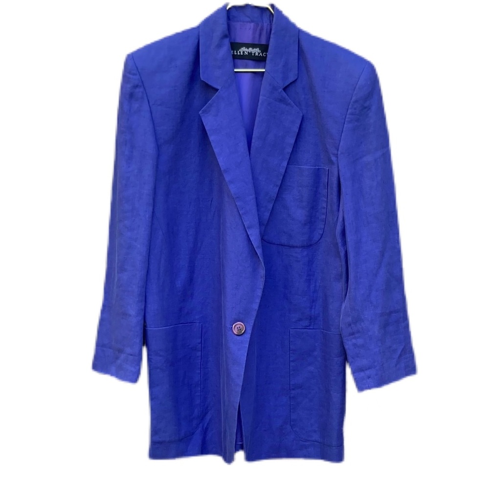 VINTAGE LINDA ALLARD ELLEN TRACY 100% LINEN BLAZER MADE IN KOREA